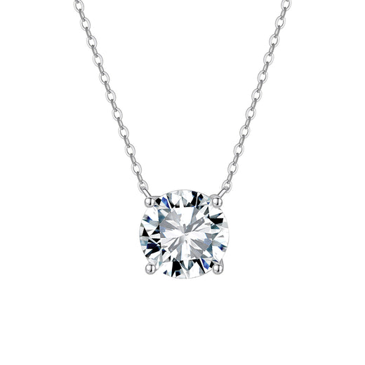 Four Prong Round Moissanite Solitaire Necklace