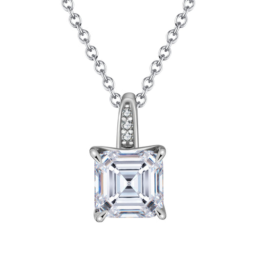 Asscher Cut Moissanite Pendant Necklace