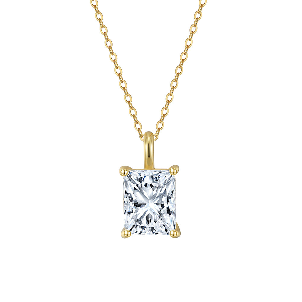 Radiant Cut Moissanite Pendant Necklace in Gold