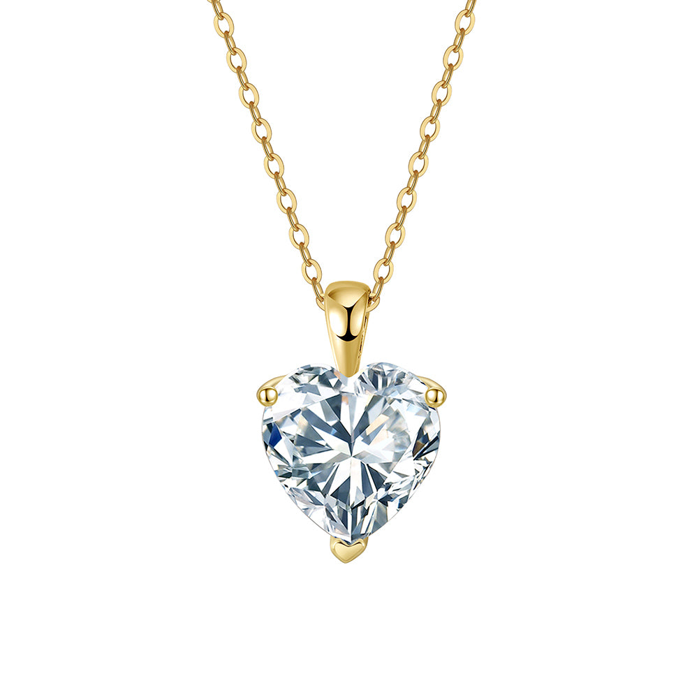 Heart Cut Moissanite Solitaire Necklace in Gold