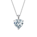Heart Cut Moissanite Solitaire Necklace in Silver