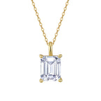 Emerald Cut Moissanite Solitaire Necklace in Gold