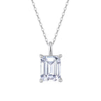 Emerald Cut Moissanite Solitaire Necklace in Silver