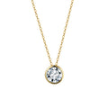 Bezel Round Moissanite Solitaire Necklace in Gold