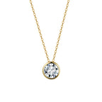 Bezel Round Moissanite Solitaire Necklace in Gold