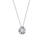 Bezel Round Moissanite Solitaire Necklace in Silver