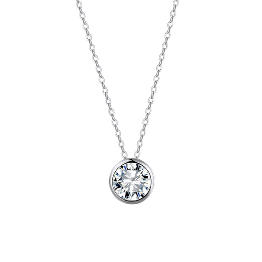 Round Bezel Moissanite Solitaire Necklace