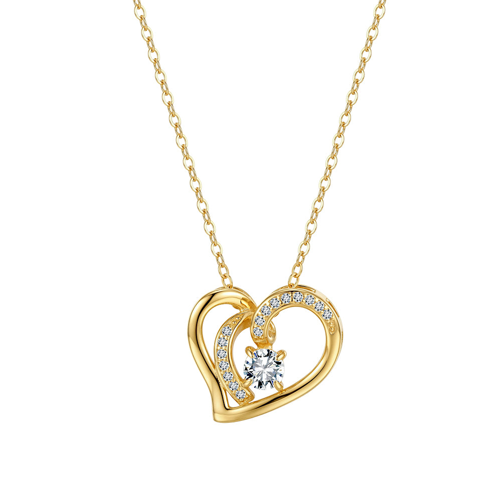 Floating Heart Moissanite Pendant Necklace in Gold