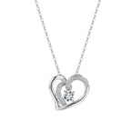 Floating Heart Moissanite Pendant Necklace in Silver