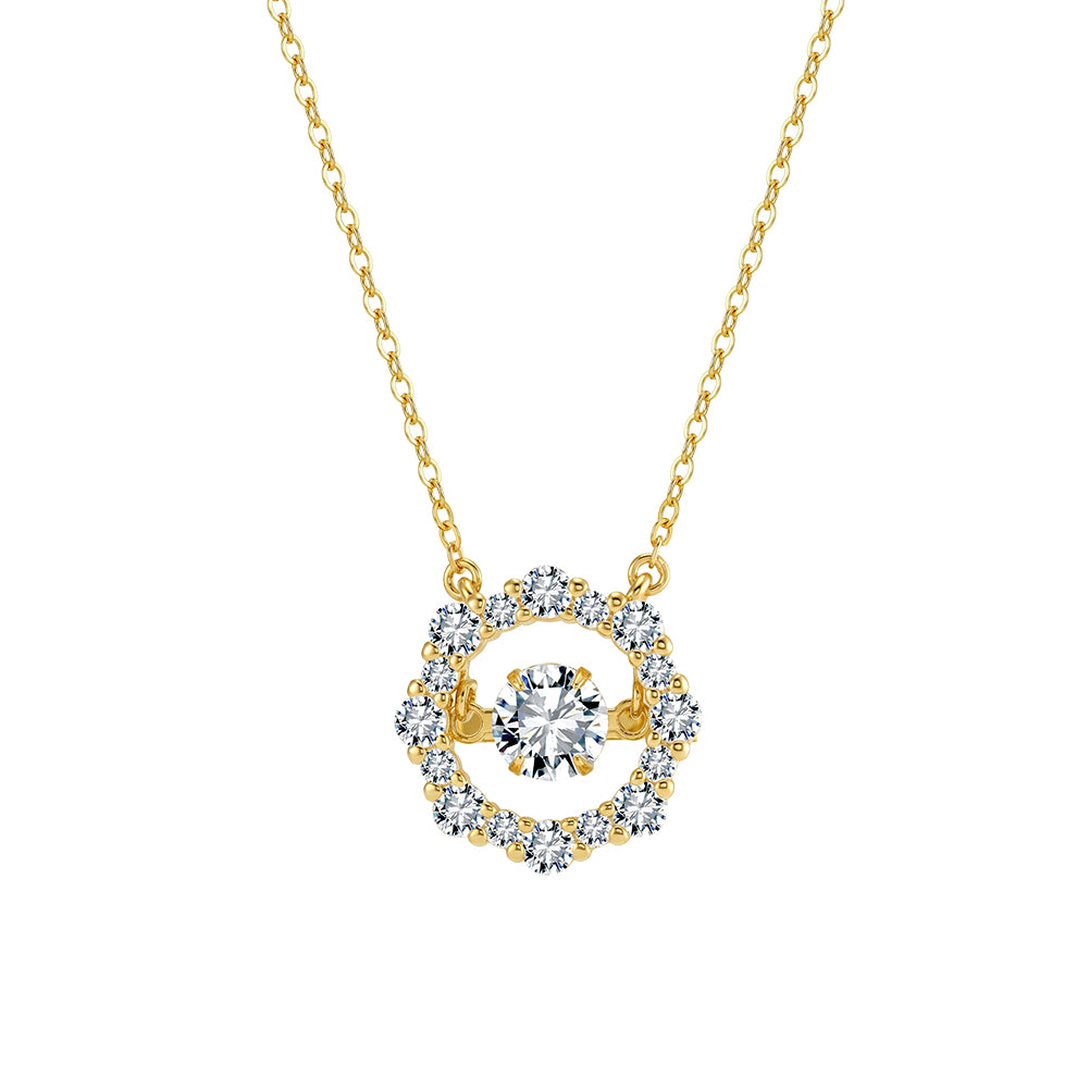 Geometric Halo Moissanite Pendant Necklace in Gold