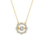 Geometric Halo Moissanite Pendant Necklace in Gold
