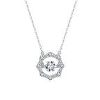 Geometric Halo Moissanite Pendant Necklace in Silver