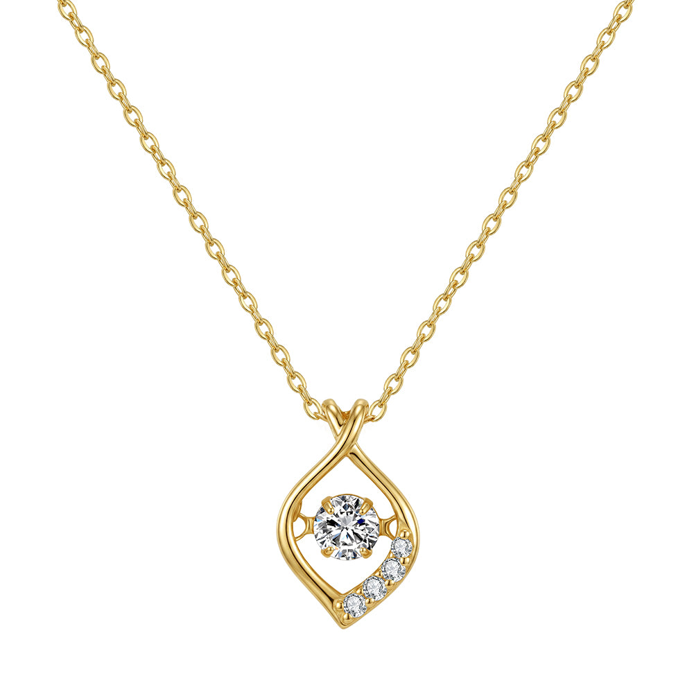 Twist Teardrop Moissanite Pendant Necklace in Gold