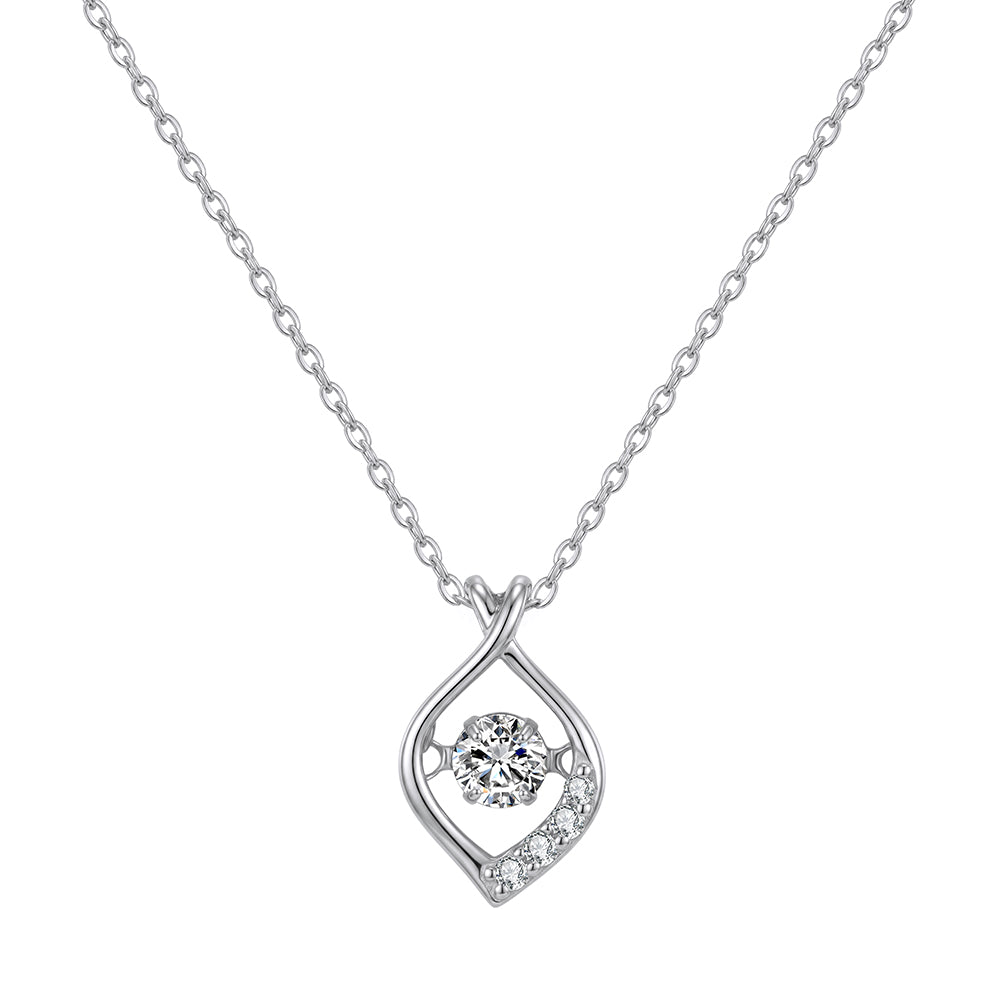 Twist Teardrop Moissanite Pendant Necklace in Silver