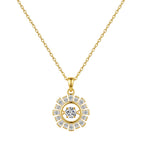 Sunburst Halo Moissanite Necklace in Gold