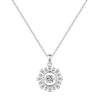 Sunburst Halo Moissanite Necklace in Silver