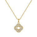 Open Clover Moissanite Pendant Necklace in Gold