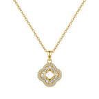 Open Clover Moissanite Pendant Necklace in Gold