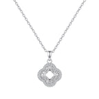 Open Clover Moissanite Pendant Necklace in Silver