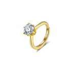 Six Prong Round Moissanite Adjustable Ring in Gold