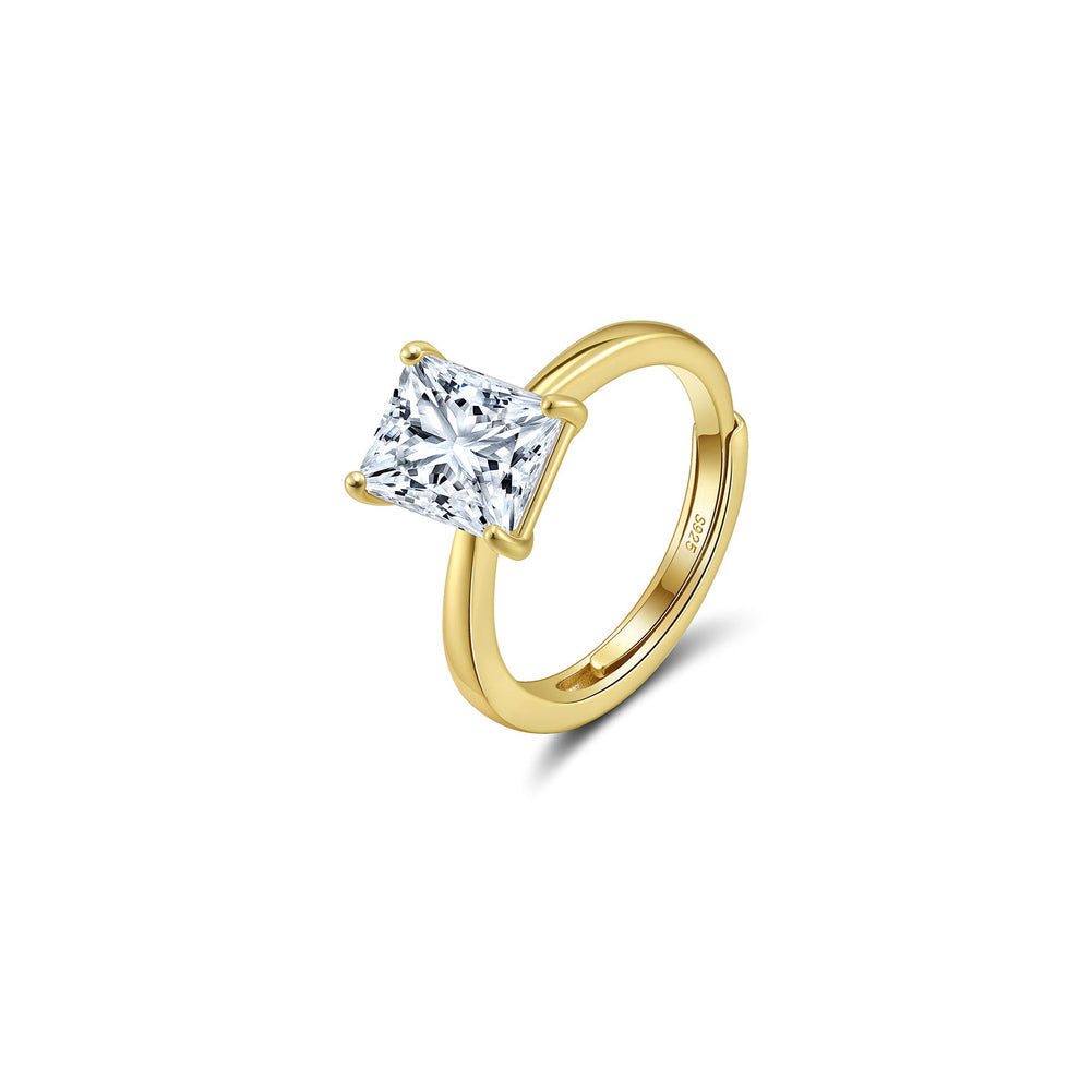 Radiant Cut Moissanite Adjustable Ring in Gold