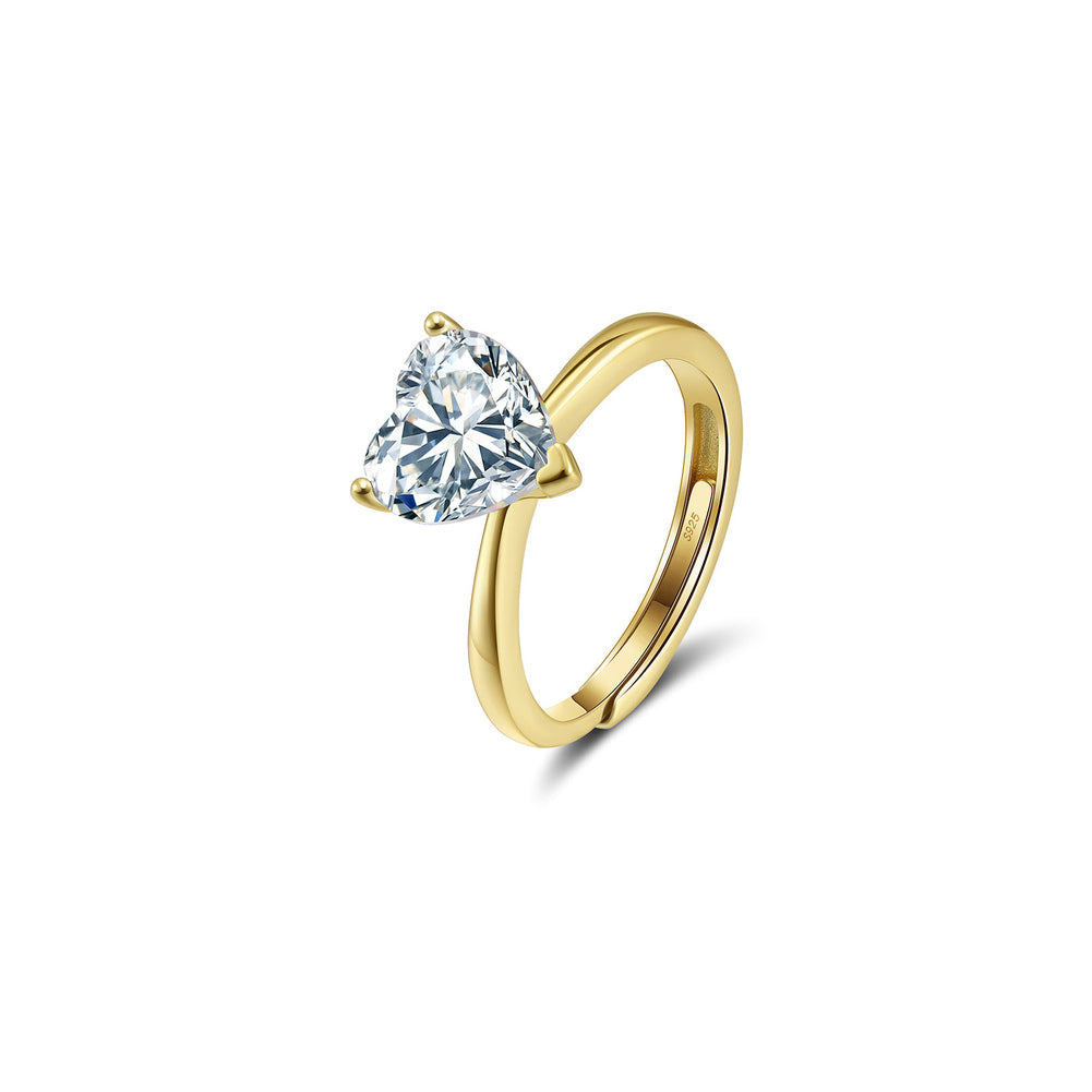 Heart Cut Moissanite Adjustable Ring in Gold