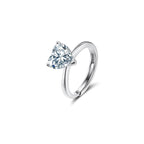 Heart Cut Moissanite Adjustable Ring in Silver