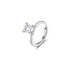 Emerald Cut Moissanite Adjustable Ring in Silver