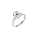 Cushion Cut Moissanite Adjustable Solitaire Ring in Silver
