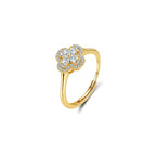 Floral Cluster Moissanite Adjustable Ring in Gold