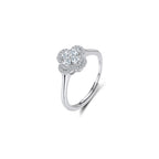 Floral Cluster Moissanite Adjustable Ring in Silver