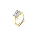 Statement Emerald Cut Moissanite Adjustable Ring in Gold