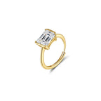 Statement Emerald Cut Moissanite Adjustable Ring in Gold