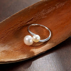 Twin Pearl Open Ring - Starlight Jewelry