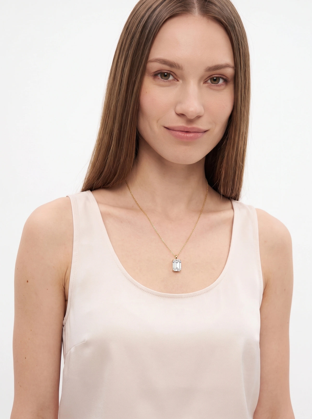 Emerald Cut Moissanite Solitaire Necklace