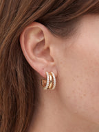 Triple Row Moissanite Open Hoop Earrings