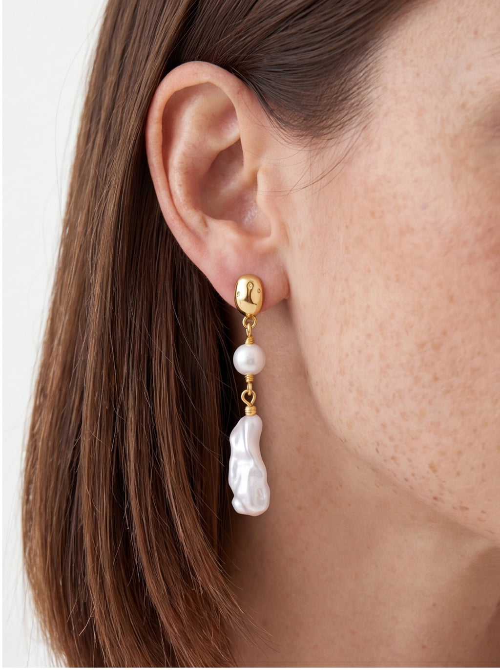 Ocean Drip – Baroque & Round Freshwater Pearl Drop Earrings