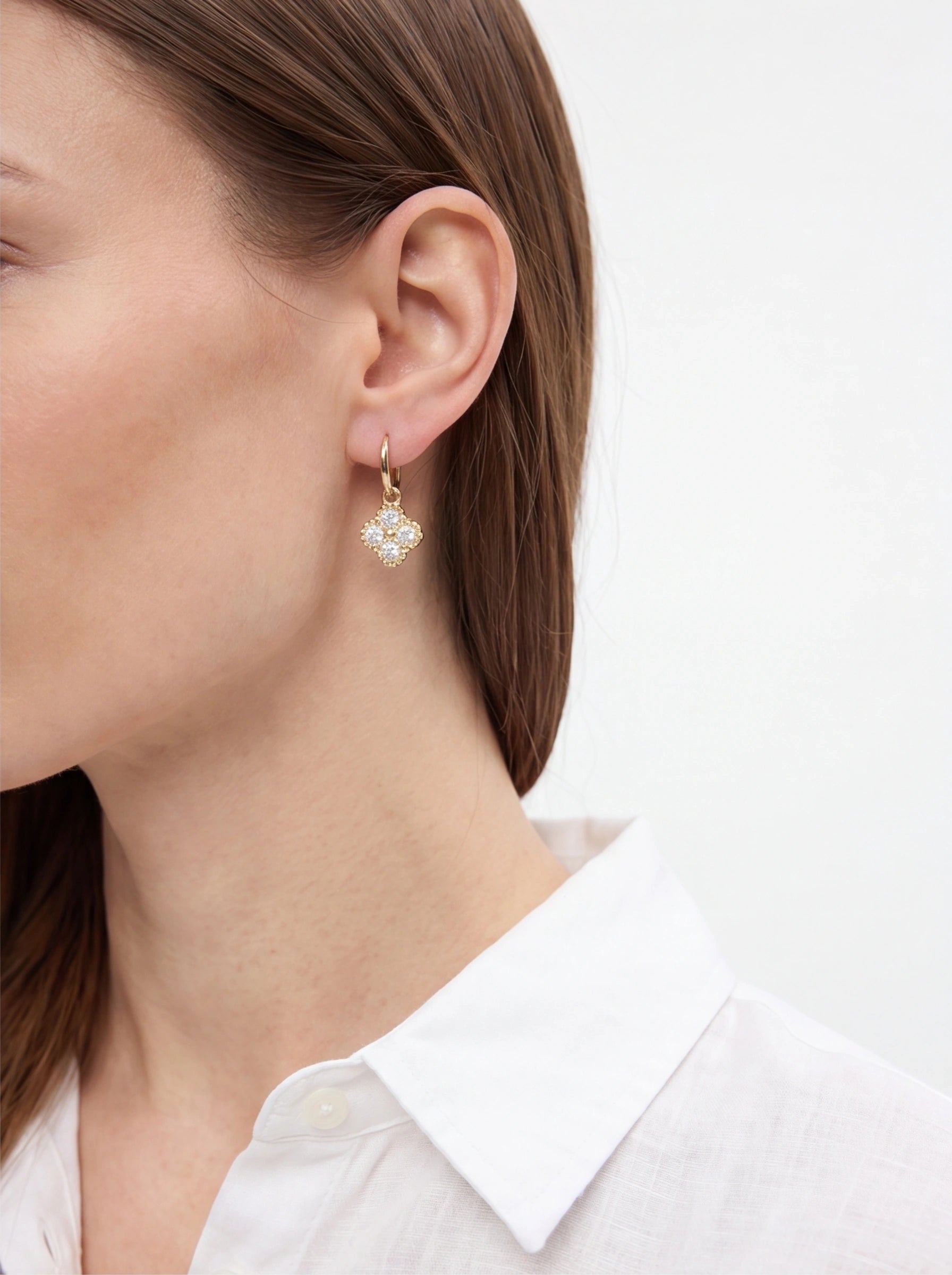 Clover Charm Hoop Earrings