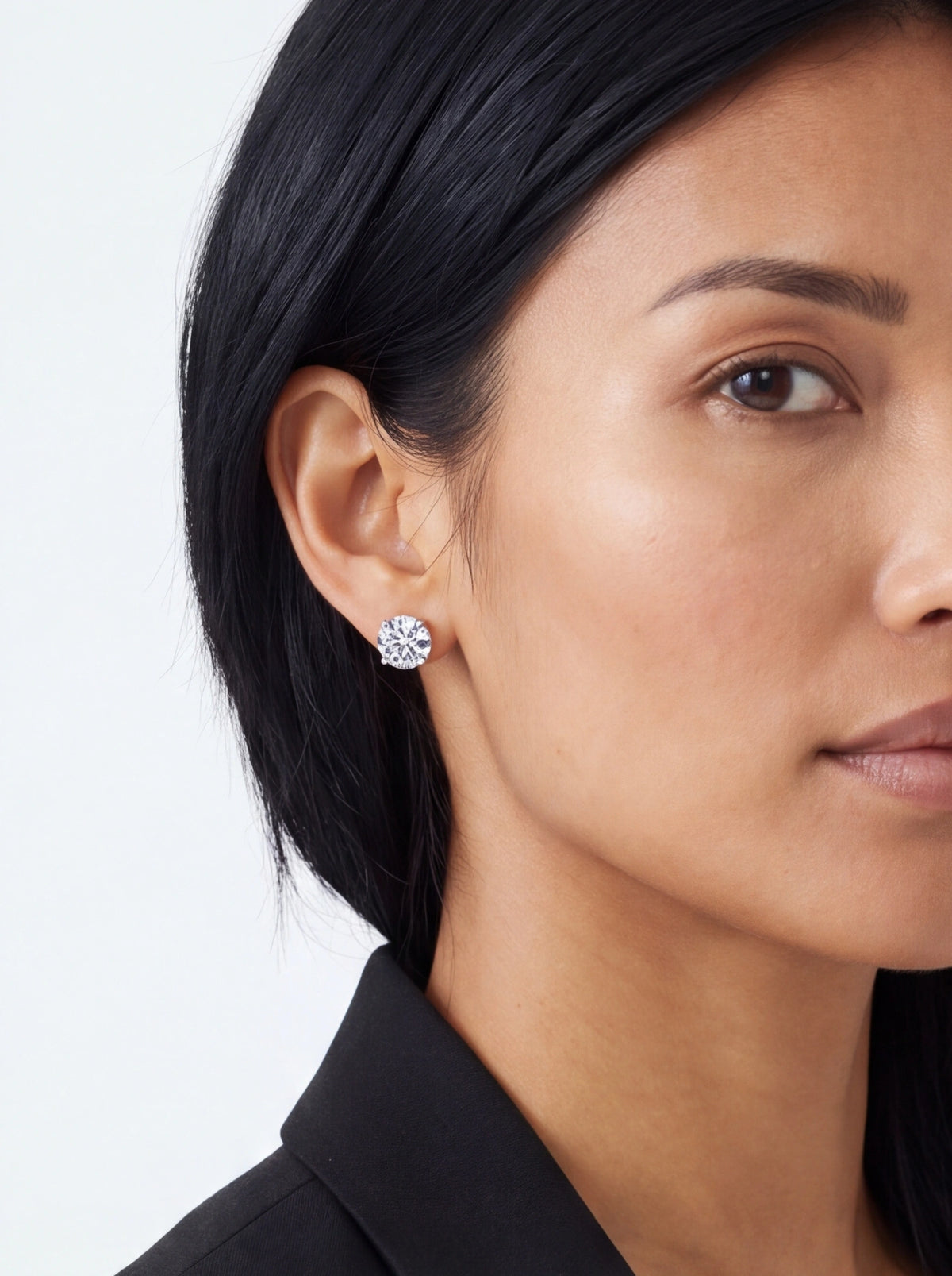 Four Prong Round Moissanite Stud Earrings