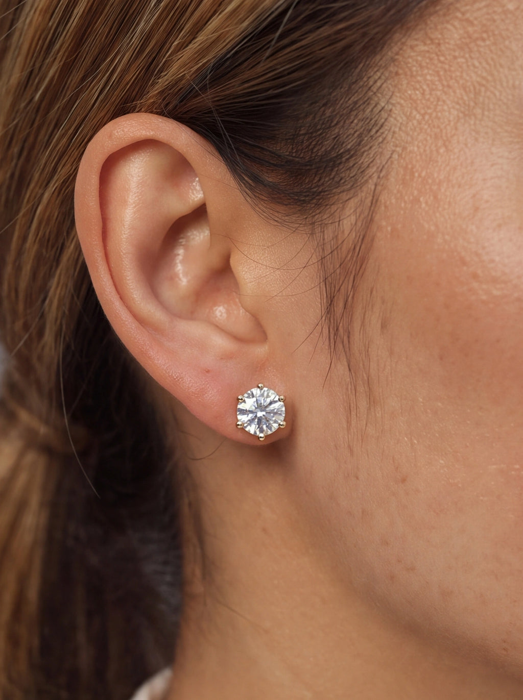 Six Prong Round Moissanite Stud Earrings
