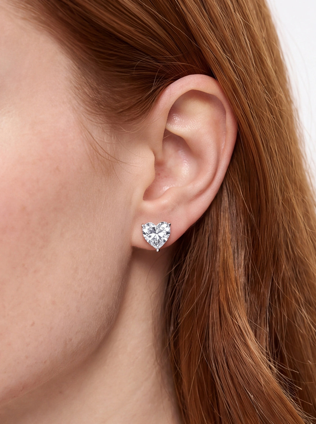 Heart Cut Moissanite Solitaire Stud Earrings
