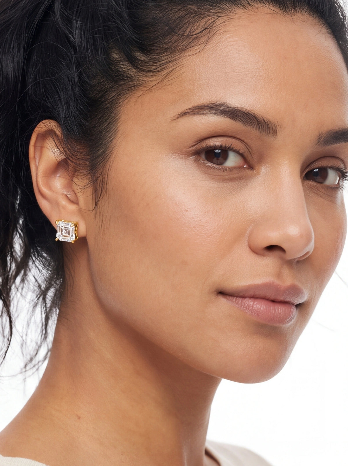 Asscher Cut Moissanite Stud Earrings